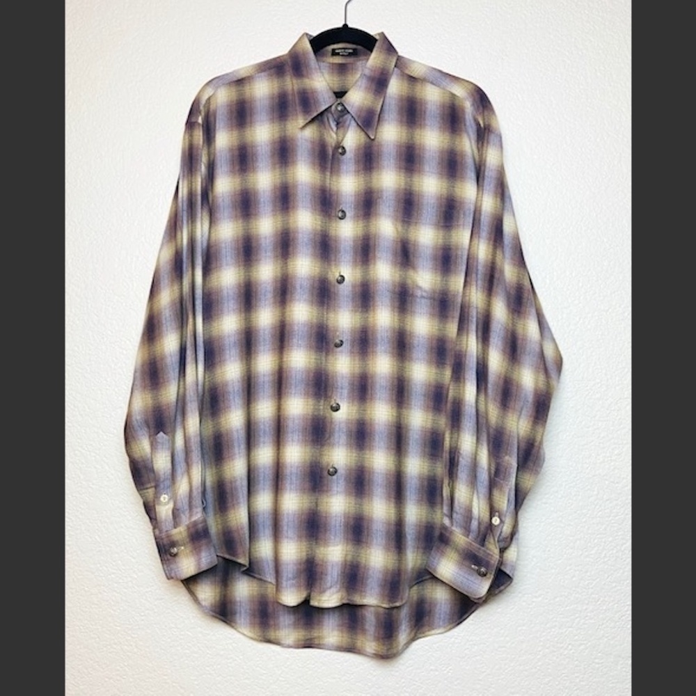 ACORN by Bob Goldfeder Flannel Plaid Button Top M
